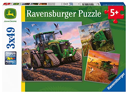 Ravensburger Kinderpuzzle 05173 - John Deere in Aktion - 3x49 Teile Puzzle für Kinder ab 5 Jahren von Ravensburger