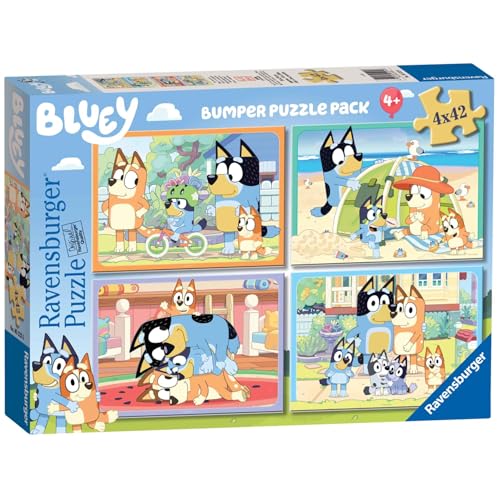 Ravensburger Kinderpuzzle - 05222 Bluey - Set mit 4 Bluey-Puzzles für Kinder ab 4 Jahren, mit 4x42 Teilen Ravensburger Kinderpuzzle - 05222 Bluey - Set mit 4 Bluey-Puzzles für Kinder ab 4 Jahren, mit 4x42 Teilen von Ravensburger