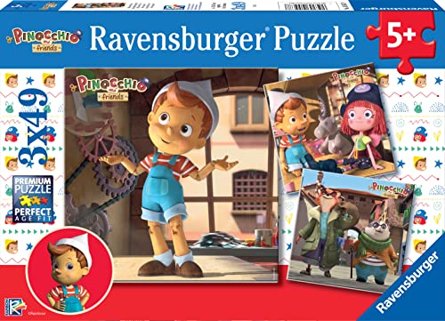 Ravensburger 05567 8 Pinocchio 3 Puzzles à 49 Teile, Mehrfarbig von Ravensburger