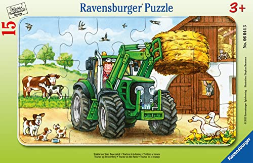 Ravensburger Kinderpuzzle - 06044 Traktor auf dem Bauernhof - Rahmenpuzzle für Kinder ab 3 Jahren, mit 15 Teilen von Ravensburger