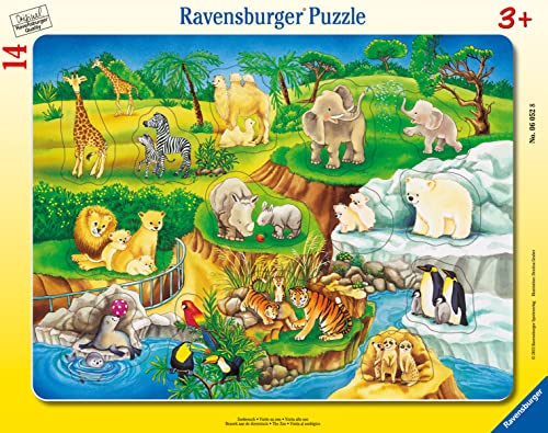 Ravensburger Kinderpuzzle - 06052 Zoobesuch - Rahmenpuzzle für Kinder ab 3 Jahren, mit 14 Teilen von Ravensburger