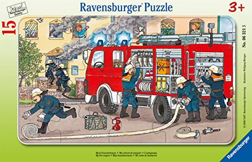 Ravensburger Kinderpuzzle - 06321 Mein Feuerwehrauto - Rahmenpuzzle für Kinder ab 3 Jahren, mit 15 Teilen von Ravensburger