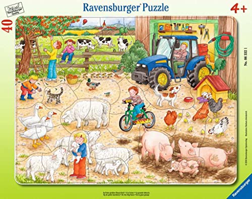 Ravensburger Kinderpuzzle - 06332 Auf dem großen Bauernhof - Rahmenpuzzle für Kinder ab 4 Jahren, mit 40 Teilen von Ravensburger