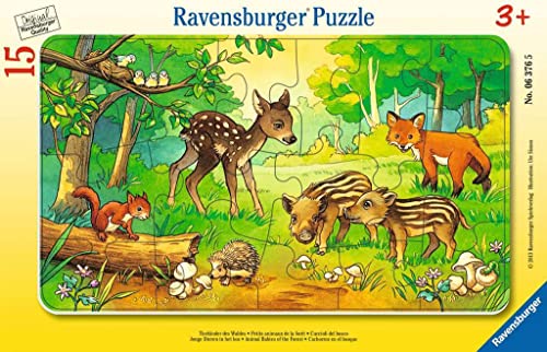Ravensburger Kinderpuzzle - 06376 Tierkinder des Waldes - Rahmenpuzzle für Kinder ab 3 Jahren, mit 15 Teilen von Ravensburger