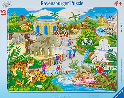 Ravensburger Kinderpuzzle - 06661 Besuch im Zoo - Rahmenpuzzle für Kinder ab 4 Jahren, mit 45 Teilen von Ravensburger