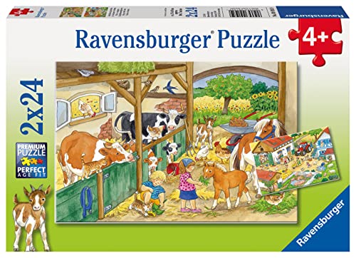 Ravensburger Kinderpuzzle - 09195 Fröhliches Landleben - Puzzle für Kinder ab 4 Jahren, mit 2x24 Teilen von Ravensburger