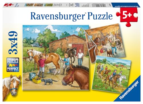 Ravensburger Kinderpuzzle - 09237 Mein Reiterhof - Puzzle für Kinder ab 5 Jahren, mit 3x49 Teilen von Ravensburger