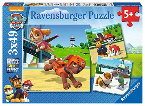 Ravensburger Kinderpuzzle - 09239 Team auf 4 Pfoten - Puzzle für Kinder ab 5 Jahren, Paw Patrol Puzzle mit 3x49 Teilen von Ravensburger