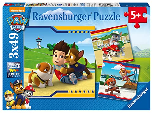 Ravensburger Kinderpuzzle - 09369 Helden mit Fell - Puzzle für Kinder ab 5 Jahren, Paw Patrol Puzzle mit 3x49 Teilen von Ravensburger