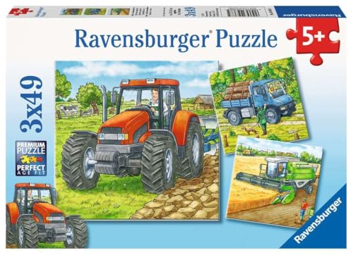 Ravensburger Kinderpuzzle - 09388 Große Landmaschinen - Puzzle für Kinder ab 5 Jahren, mit 3x49 Teilen von Ravensburger