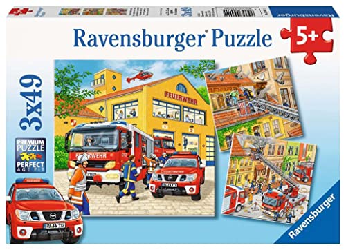Ravensburger Kinderpuzzle - 09401 Feuerwehreinsatz - Puzzle für Kinder ab 5 Jahren, mit 3x49 Teilen von Ravensburger