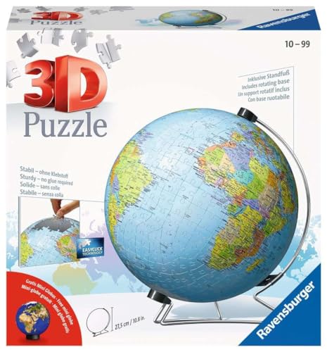 Ravensburger 3D Puzzle 11159 - Puzzle-Ball Globus in deutscher Sprache - 540 Teile - Puzzle-Ball Globus für Erwachsene und Kinder ab 10 Jahren von Ravensburger