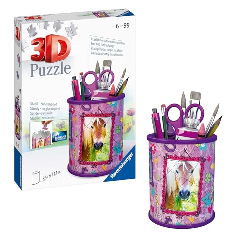 Ravensburger 3D Puzzle 11175 - Utensilo Pferde - 54 Teile - Stiftehalter für Tier-Fans ab 6 Jahren, Schreibtisch-Organizer für Kinder, Pferde Geschenk für Mädchen & Jungen - Geburtstagsgeschenke von Ravensburger