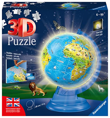 Ravensburger - 3D-Puzzle für Erwachsene, Globus mit Licht, 3D-Puzzles für Erwachsene und Kinder ab 6 Jahren, Modellbausätze zum Zusammenbauen mit 180 Teilen, Geschenke für Kinder ab 6 Jahren von Ravensburger