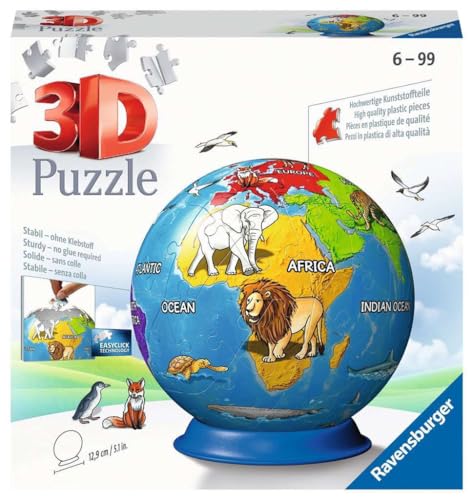 Ravensburger 3D Puzzle 11840 - Puzzle-Ball Kindererde - 72 Teile - Puzzle-Ball Globus für Kinder 6 Jahren von Ravensburger