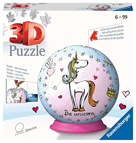 Ravensburger 3D Puzzle 11841 - Puzzle-Ball Einhorn - 72 Teile - Puzzle-Ball für Einhorn-Fans ab 6 Jahren von Ravensburger