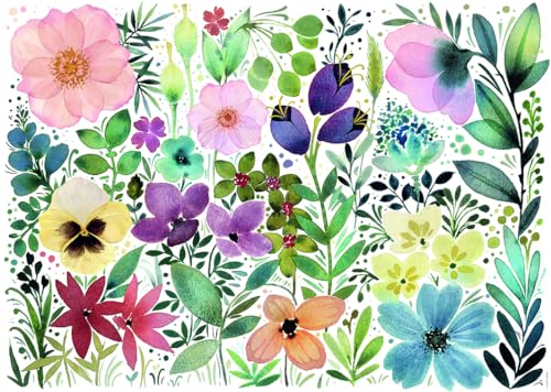 Nathan Puzzle 1000 Teile – Das Herbarium der schönen Aquarellblumen – Jennifer Lefèvre – Erwachsene und Kinder ab 14 Jahren – Premium-Puzzle – Kollektion Carte Blanche – 12000894 von NATHAN