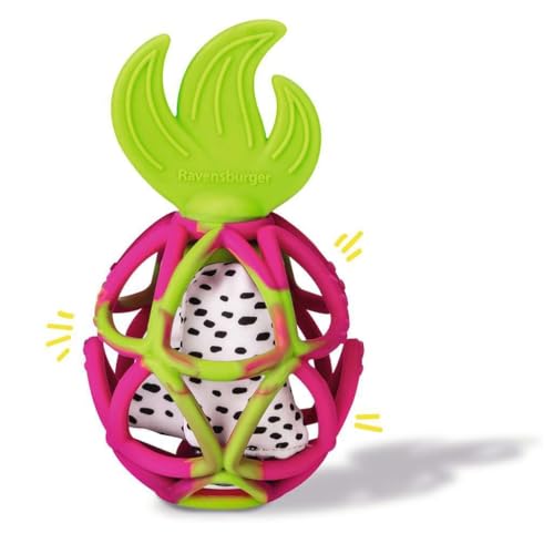 Ravensburger 12034122 Play+ Sensorik-Greifling: Drachenfrucht, Spielzeug ab 0 Monate, Zahnungshilfe, Motorikspielzeug aus Silikon mit Knistertuch von Ravensburger