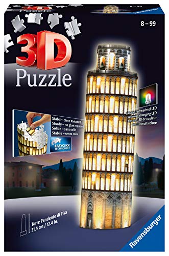 Ravensburger 3D Puzzle Schiefer Turm von Pisa bei Nacht 12515 - leuchtet im Dunkeln - 216 Teile - ab 8 Jahren von Ravensburger