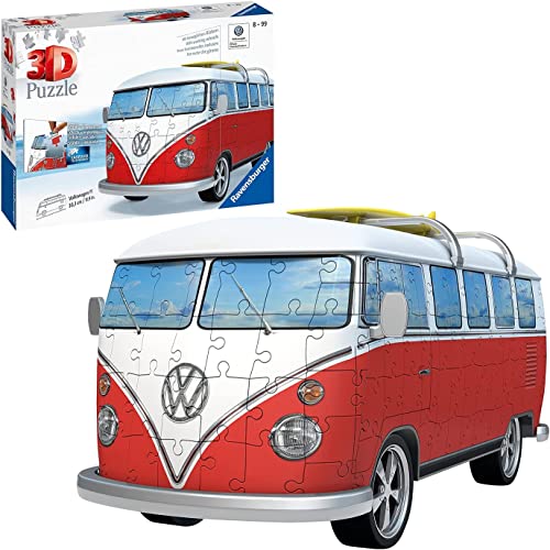 Ravensburger 3D Puzzle 12516 - Volkswagen T1 - 3D Puzzle für Erwachsene und Kinder ab 10 Jahren, VW Bulli Modellauto, Modellbau ganz ohne Kleber von Ravensburger Erwachsenenpuzzle