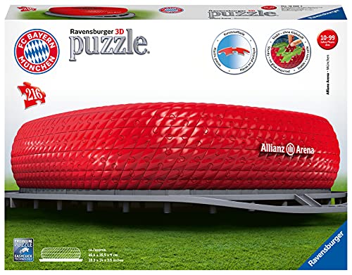 Ravensburger 3D Puzzle Allianz Arena 12526 - Bayern München Fanartikel - Stadion als 3D Puzzle - 216 Teile - ab 8 Jahren von Ravensburger