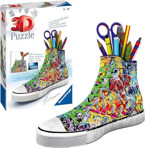 Ravensburger 3D Puzzle 12535 Sneaker Graffiti - Praktischer Stiftehalter - 108 Teile - Schreibtisch-Organizer für Kinder ab 8 Jahren, Coole Sachen für Jungs und Mädchen von Ravensburger