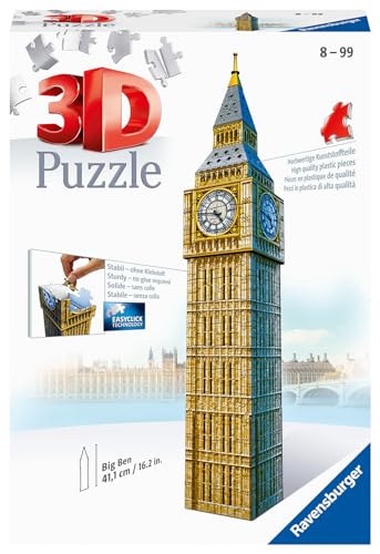 Ravensburger 3D Puzzle 12554 - Big Ben - 216 Teile - Der weltbekannte Uhrenturm aus London zum selber Puzzeln ab 8 Jahren von Ravensburger