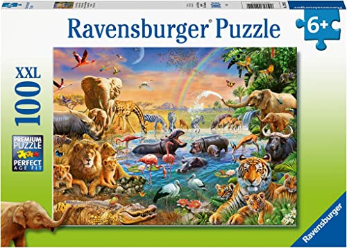 Ravensburger 12910 Wasserloch im Dschungel Herz 12910-100 Teile XXL Kinderpuzzles ab 6 Jahren-Perfektes Alterspassung lustige Beschäftigung für Familie und Kinder von Ravensburger