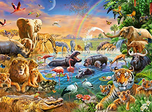 Ravensburger 12910 Wasserloch im Dschungel 12910-100 Teile XXL Kinderpuzzles ab 6 Jahren-Perfektes Alterspassung lustige Beschäftigung für Familie und Kinder von Ravensburger