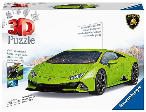 Ravensburger 3D Puzzle 11299 Lamborghini Huracán EVO - Verde - 108 Teile - Das berühmte Fahrzeug als 3D Puzzle Auto von Ravensburger