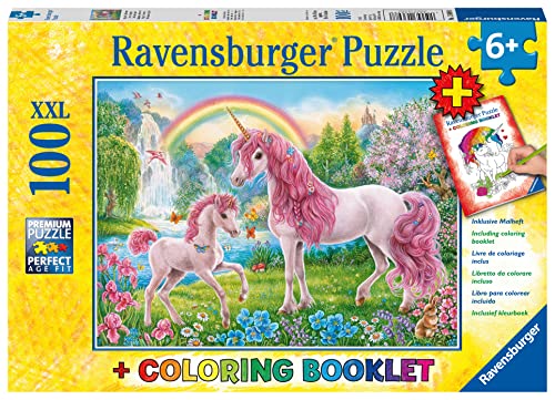 Ravensburger Kinderpuzzle - 13698 Magische Einhörner - Einhorn-Puzzle für Kinder ab 6 Jahren, mit 100 Teilen im XXL-Format, inklusive Malheft von Ravensburger