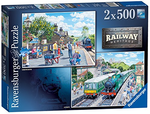 Ravensburger Railway Heritage No.1 - Corfe Train Station & Oakworth Station 2X 500 Piece Jigsaw Puzzles for Adults and Kids Age 10 and Up von Ravensburger