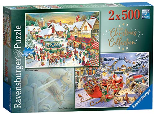 Ravensburger 15031 Collection No.1 Weihnachtsmarkt & Santa's Christmas Supper 2 x 500 Teile Puzzle für Erwachsene & für Kinder ab 10 Jahren, von Ravensburger