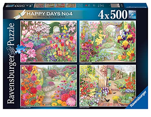 Ravensburger 17139 Happy Days Glorious Gardens 4 x 500 Teile Puzzle für Erwachsene & Kinder ab 10 Jahren, Mehrfarbig von Ravensburger