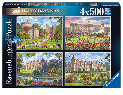 Ravensburger Puzzle 17140 - Happy Days No.5 - Royal Residences - Königliche Schlösser und Parks - 4 Puzzles für Erwachsene und Kinder ab 10 Jahren - Puzzle Set mit 4 x 500 Teilen von Ravensburger