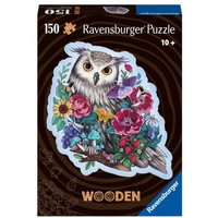Ravensburger 17511 - Wooden, Geheimnisvolle Eule, Kontur-Holz-Puzzle inkl. 15 Whimsies, 150 Teile von Ravensburger