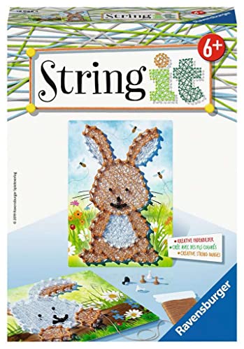 Ravensburger 18068 String it Mini Rabbit – Kreative Fadenbilder mit süßen Häschen, für Kinder ab 6 Jahren, Blau/Grün von Ravensburger