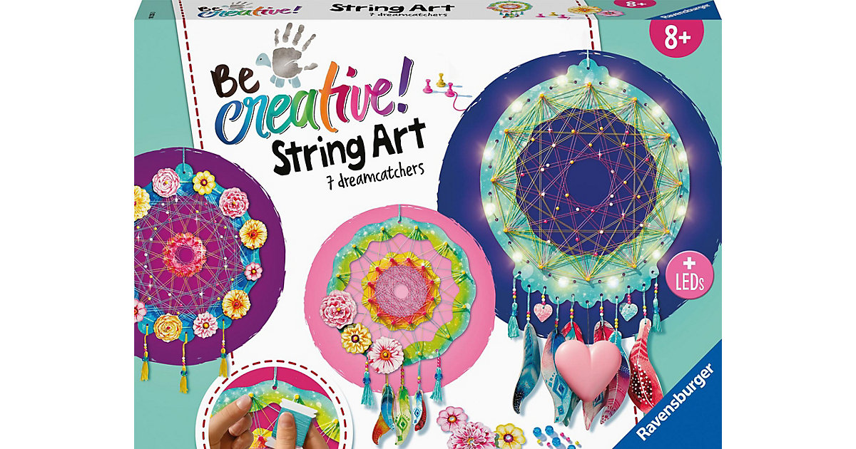 Ravensburger 18235 String Art Maxi:Dreamcatcher, String Art Bastelset Kinder ab 8 Jahren, Kreative Traumfänger mit LEDs  Kinder von Ravensburger