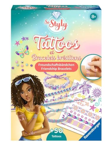 Ravensburger 18320 Tattoos & Friendsbands: Cool Summer - Freche Freundschaftsbänder aus bunten Garnen und Tattoos, DIY für Kinder ab 8 Jahren von Ravensburger