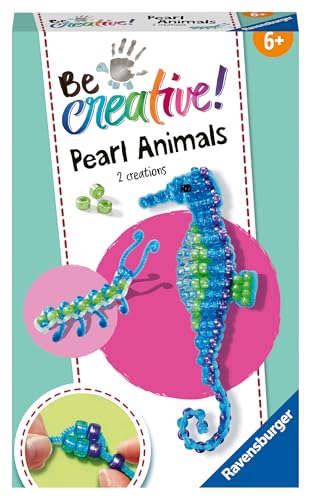 Ravensburger BeCreative Bead Animal Seahorse - Bastelset für Kinder ab 6 Jahren, Perlentiere Seepferdchen basteln für Mädchen und Jungen - 18428 - Geburtstagsgeschenke, Deko selber basteln von Ravensburger