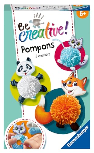 Ravensburger BeCreative Pompon Animals - Bastelset für Kinder ab 6 Jahre, Pompons zum Basteln für Mädchen und Jungen - 18429 - Geburtstagsgeschenke, Deko selber basteln von Ravensburger