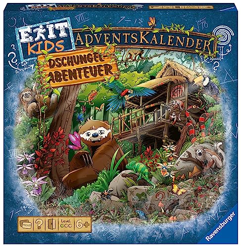 Ravensburger 18957 - EXIT Adventskalender Kids - Dschungel-Abenteuer - 24 Rätsel für EXIT-Begeisterte ab 6 Jahren von Ravensburger