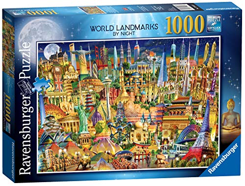 Ravensburger 19843 World Sehenswürdigkeiten bei Nacht, Puzzle, 1000 Teile, Mehrfarbig, 69,9 x 49,7 x 0,2 cm von Ravensburger