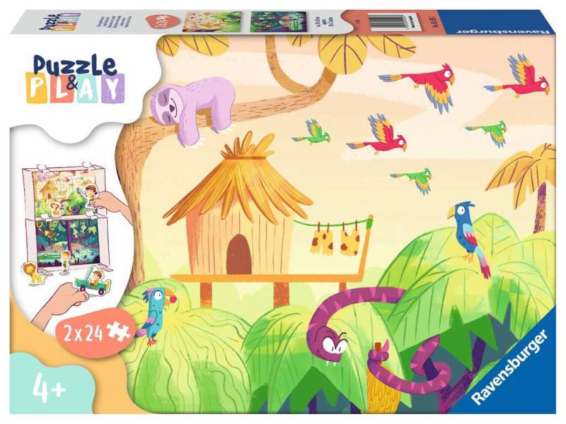 Ravensburger 2 Puzzles - Puzzle & Play - Dschungelabenteuer 24 Teile Puzzle Ravensburger-05593 von Ravensburger