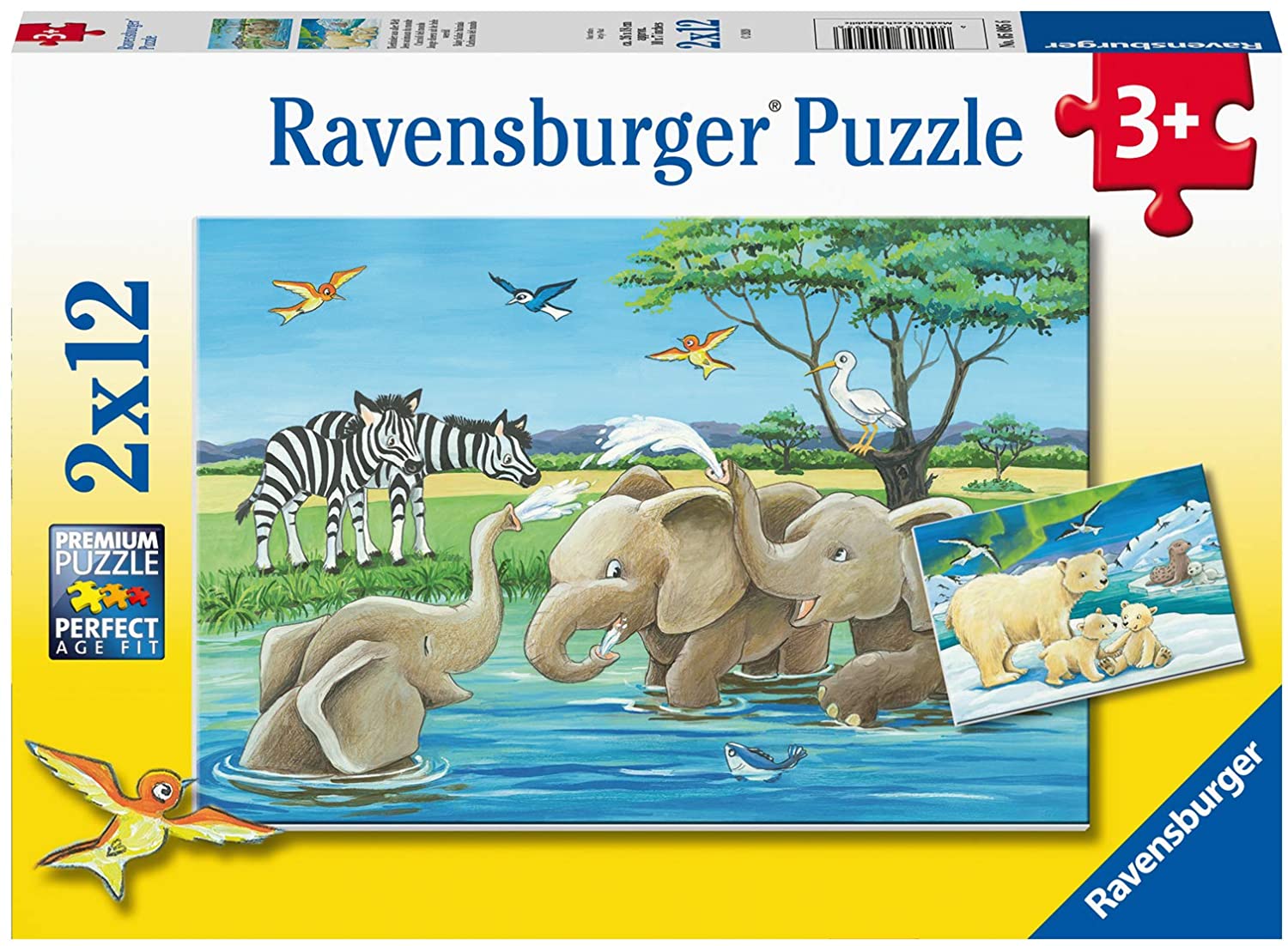 Ravensburger 2 Puzzles - Tierkinder aus Aller Welt 12 Teile Puzzle Ravensburger-05095 von Ravensburger