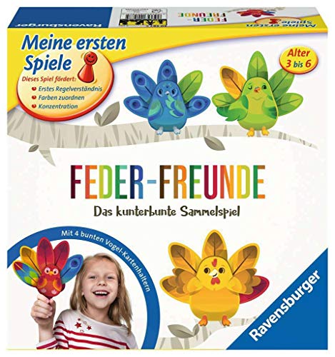 Ravensburger 20587- Feder-Freunde - Kinderspiel, ein kunterbuntes Sammelspiel für 2-4 Spieler, Farben lernen ab 3 Jahren von Ravensburger Spiele