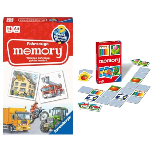 Ravensburger 20647 - Fahrzeuge Memory® Wieso? Weshalb? Warum? & 22457 - Kinder Memory®, der Spieleklassiker für die ganze Familie, Merkspiel für 2-6 Spieler ab 3 Jahren von Ravensburger