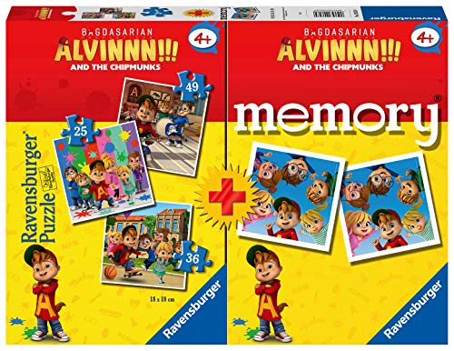 Ravensburger 20828 9 Alvin and The Chipmunks Multipack Puzzle, Memory-Spiel, Mehrfarbig von Ravensburger
