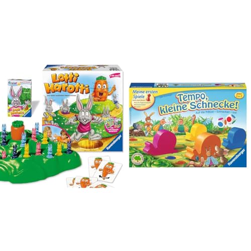 Ravensburger 20851 - Lotti Karotti + Quartett Kartenspiel & 21420 - Tempo kleine Schnecke - Das spannende Schneckenrennen, Brettspiel und Gesellschaftsspiel für Mädchen und Jungen, 2-6 Spieler von Ravensburger