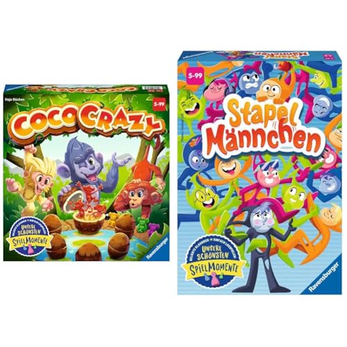 Ravensburger 20897 - Coco Crazy, Brettspiel für Kinder ab 5 Jahren & 20854 Stapelmännchen - Geschicklichkeitsspiel für 1-4 Spieler ab 5 Jahren von Ravensburger